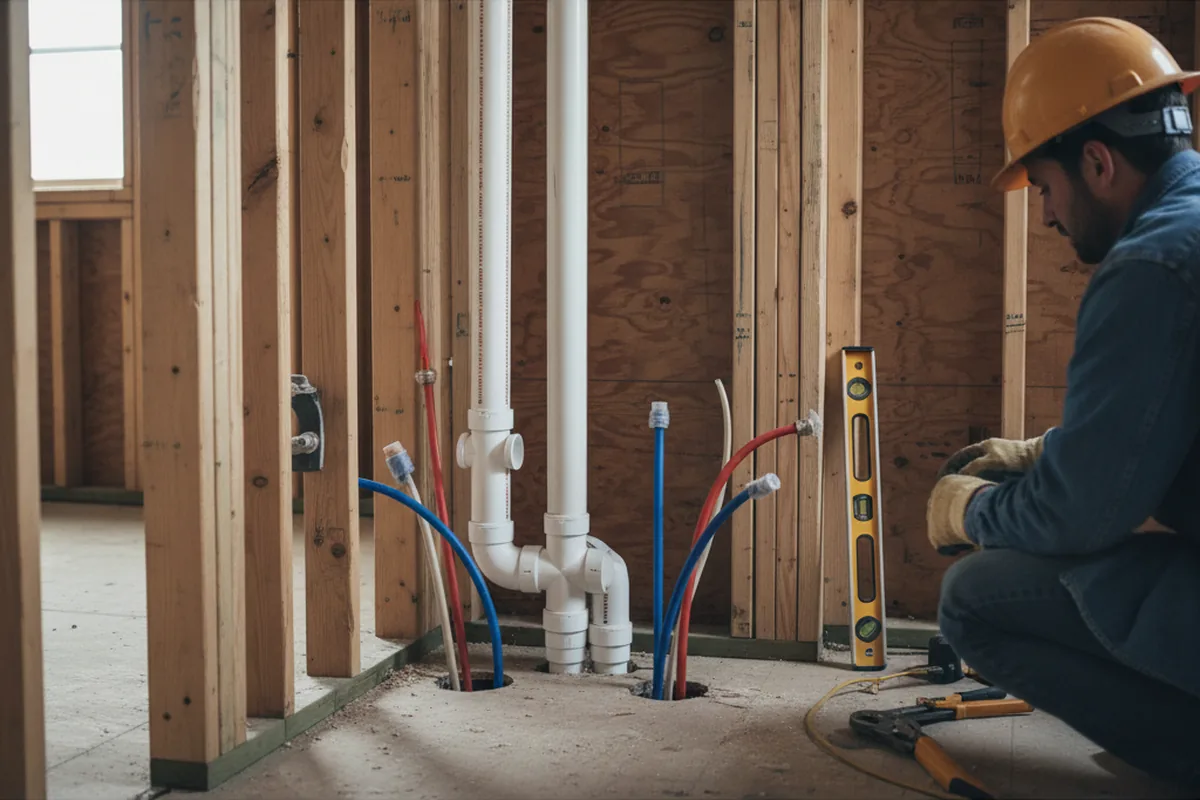 Drain and supply rough-in during Drain Cleaning in Valley Grove