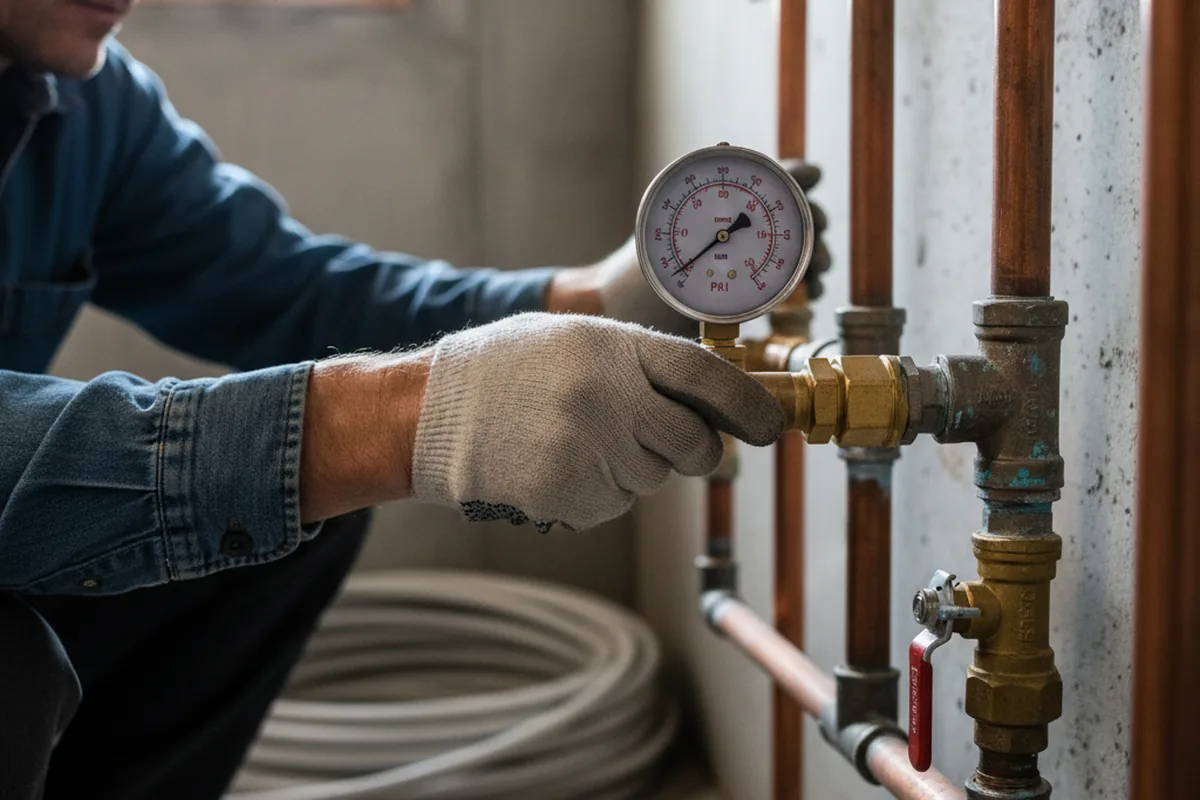 Pressure testing a repaired line during Water Line Repair in Valley Grove
